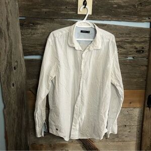 DEFACTO Size XXL White Dress Shirt With Tiny Arrow Print